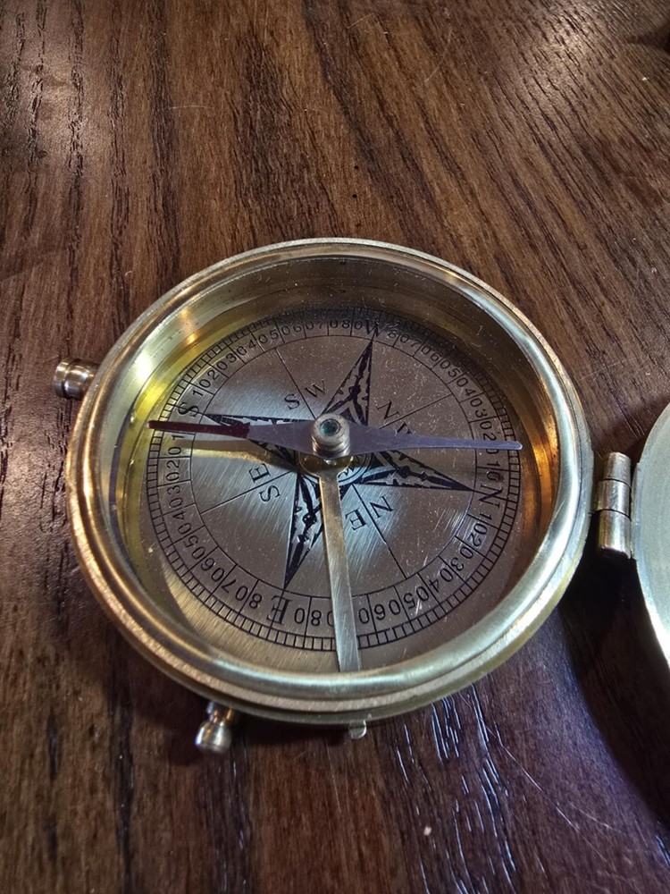 Antique Solid brass 3inch push button Pocket Compass