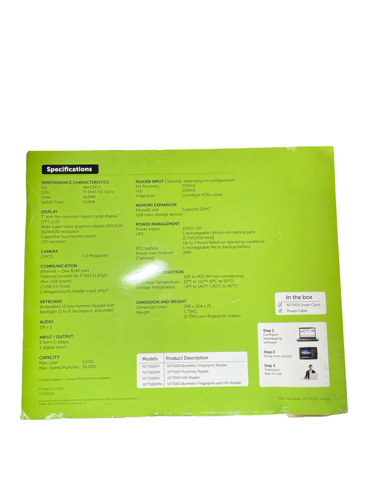 NOVATime Push Tech Time Clock NT-7000II-FP