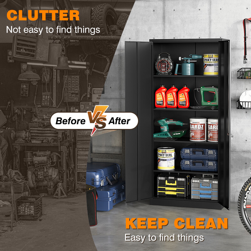 Metal Storage Cabinet with long handle ,71 Garage Storage Cabinet with Lock