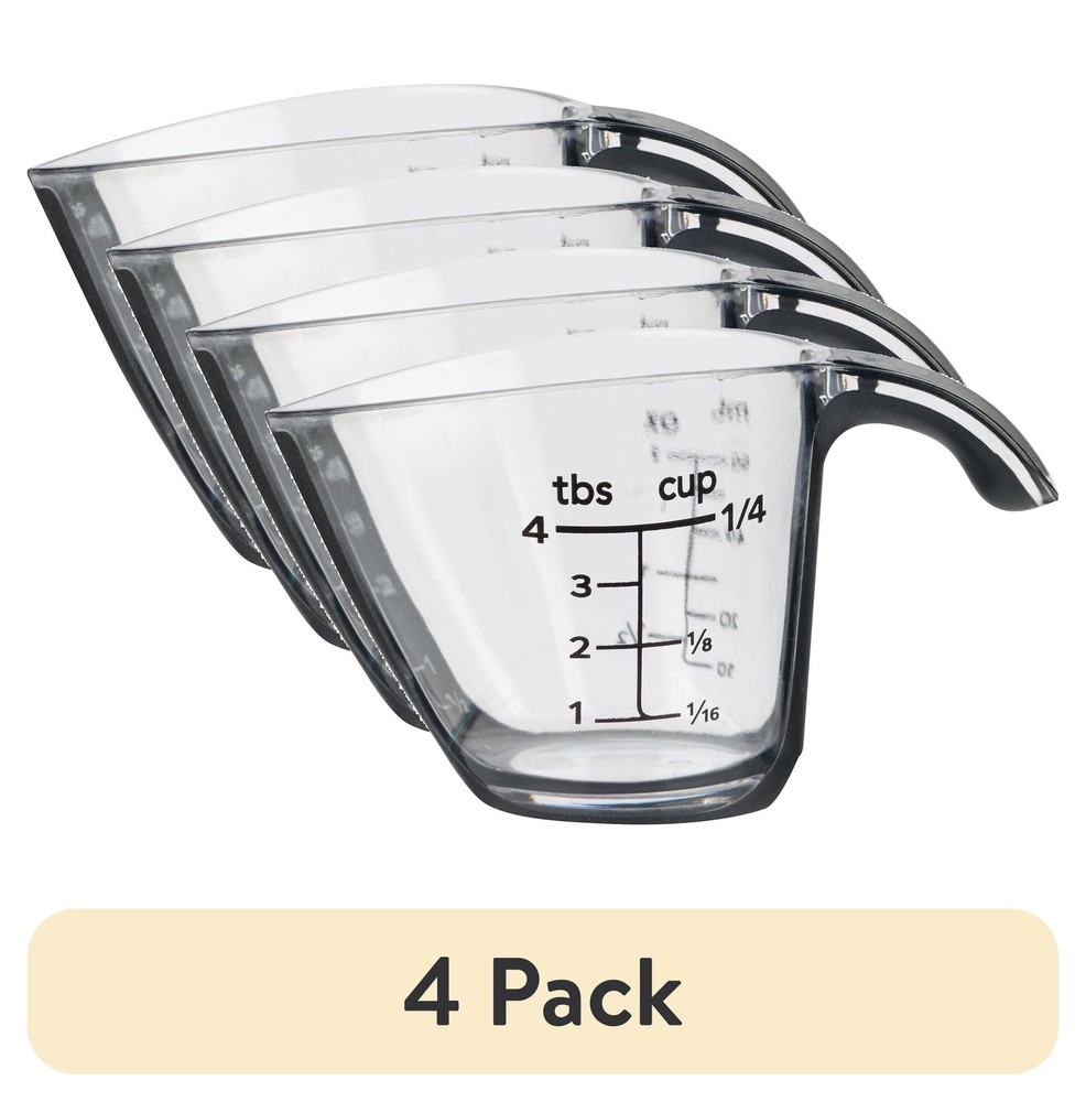 (4 pack 1/4C Plastic Mini Measuring Cup Black/Transparent