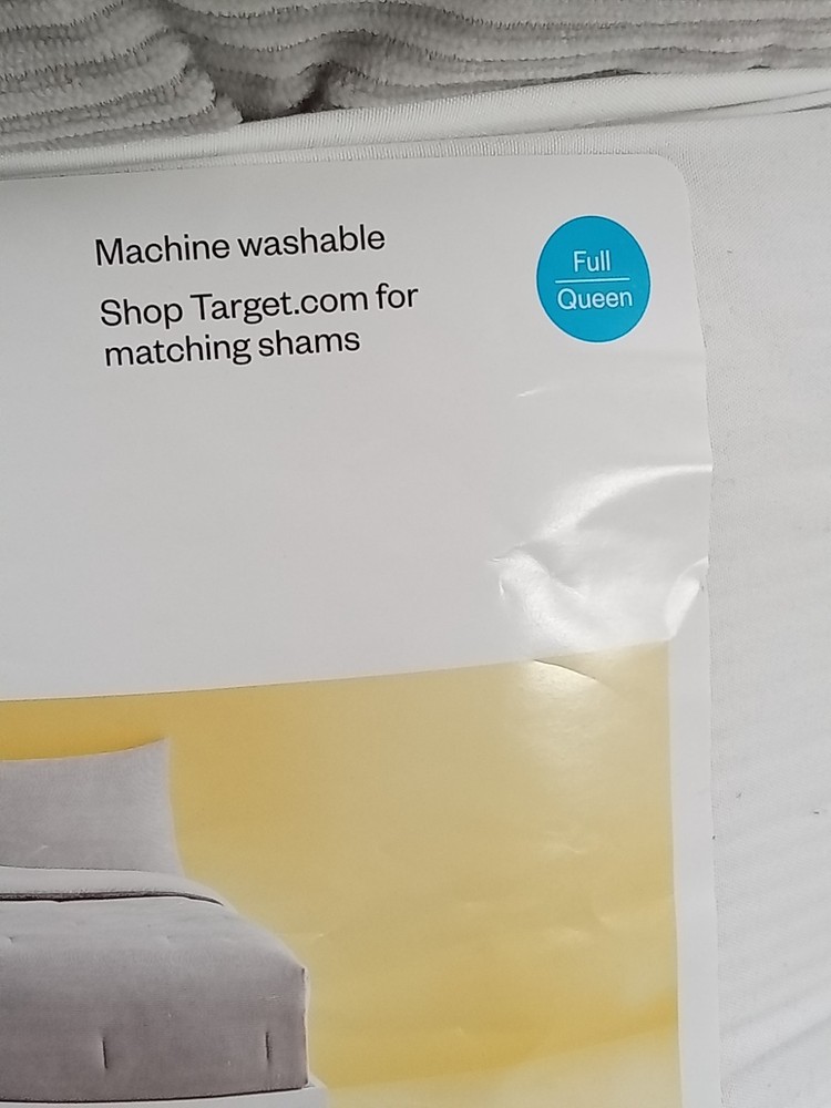Full/Queen Corduroy Plush Comforter Light Gray - Room Essentials