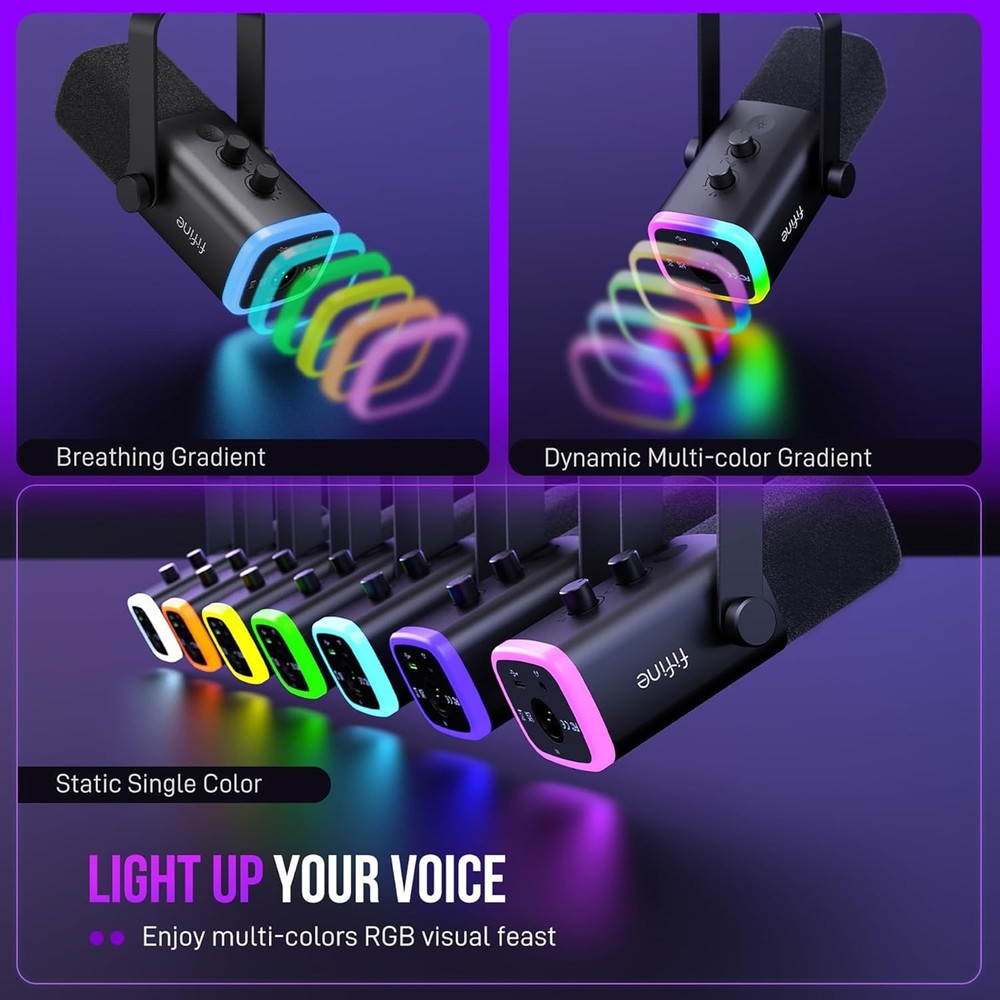 FIFINE XLR/USB Gaming Microphone Set, Dynamic PC Mic for Streaming Podcasting