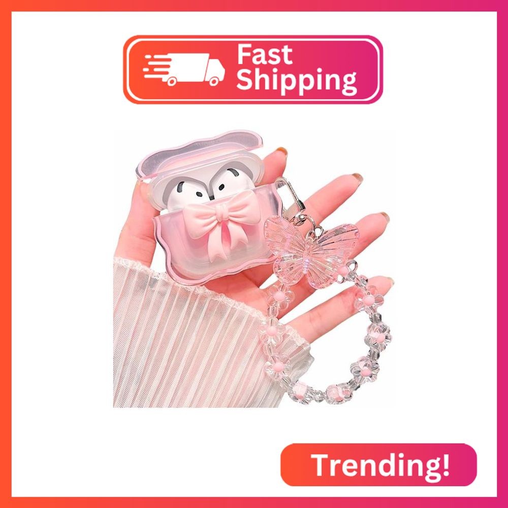 MINSCOSE Compatible with AirPods 4 Clear Case,3D Bow Pattern Design with Cute Bu
