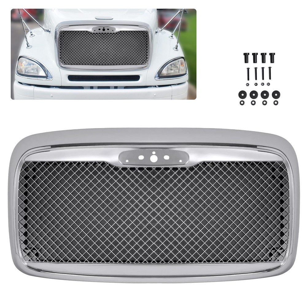 Fits 00-12 Freightliner Columbia Front Grille W/BUG Screen Chrome Mesh Style