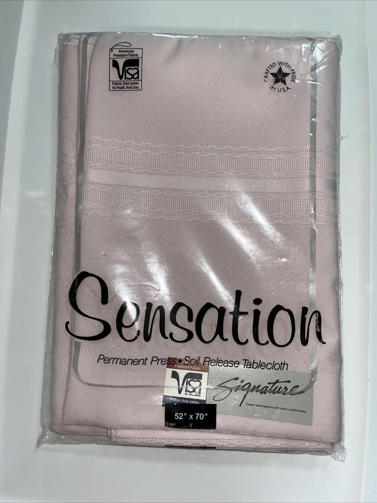 Sensation Tablecloth 52” x 70”  Lt Pink Permanent Press Soil Release Open Pkg