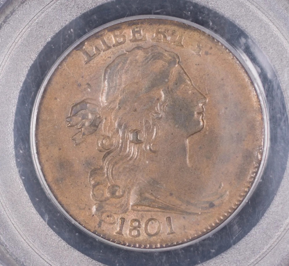 1801 P Large Cents Draped Bust PCGS MS-62 BN