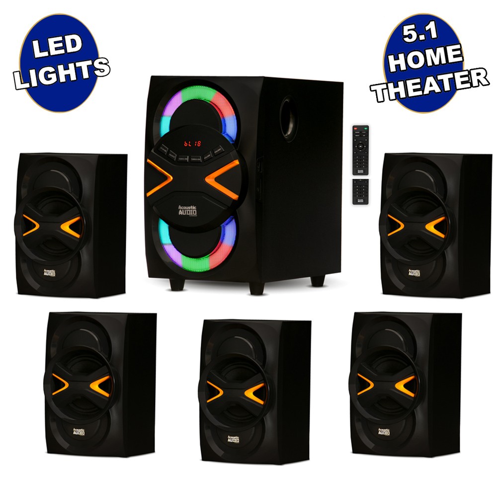 Acoustic Audio Bluetooth 5.1 Speaker System with LED Lights Home 6 Speaker Set