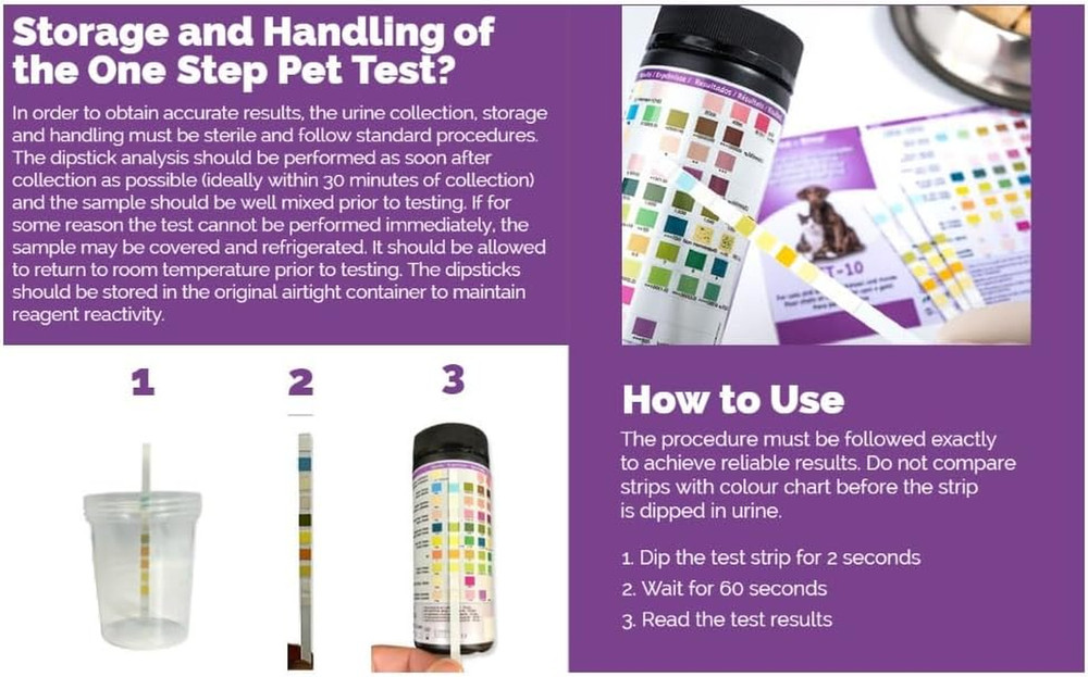 One Step Pet Urine Testing Strips, 50 X Urinalysis Parameter Tests for Dogs, Cat