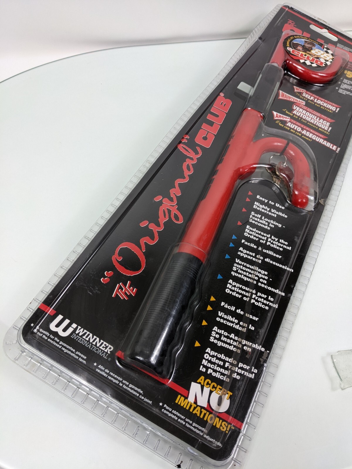 Vintage The "Original" Club Car Steering Wheel Lock - Model 1000 Red 2 Keys NOS