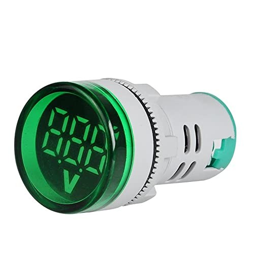 3pcs Digital Display AC Voltage Indicator, 22mm Round Head LED Voltage Green