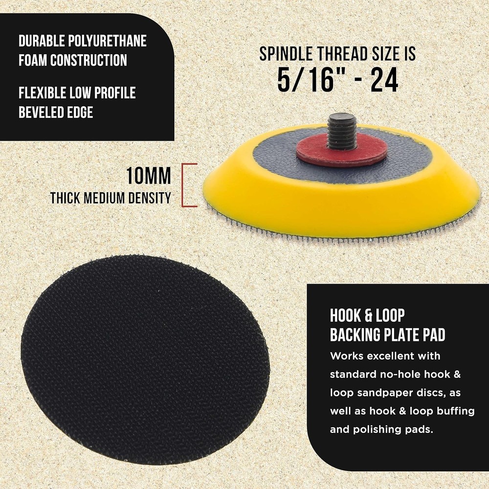 Pro Series 3" Hook & Loop DA Backing Plate Pad, 2 Pack - Flexible Dual-Action...