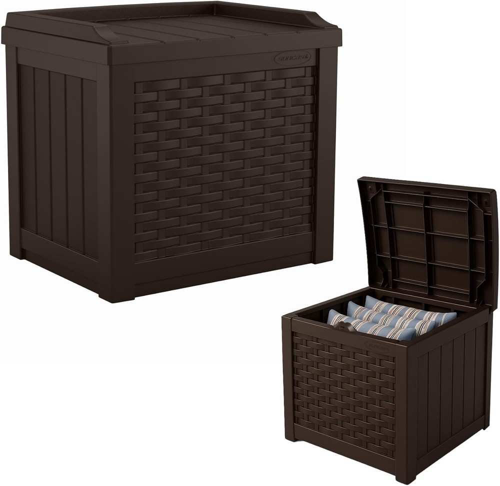 Outdoor Deck Box - 22 Gallon Java Resin Outdoor Storage Box, Weatherproof Patio