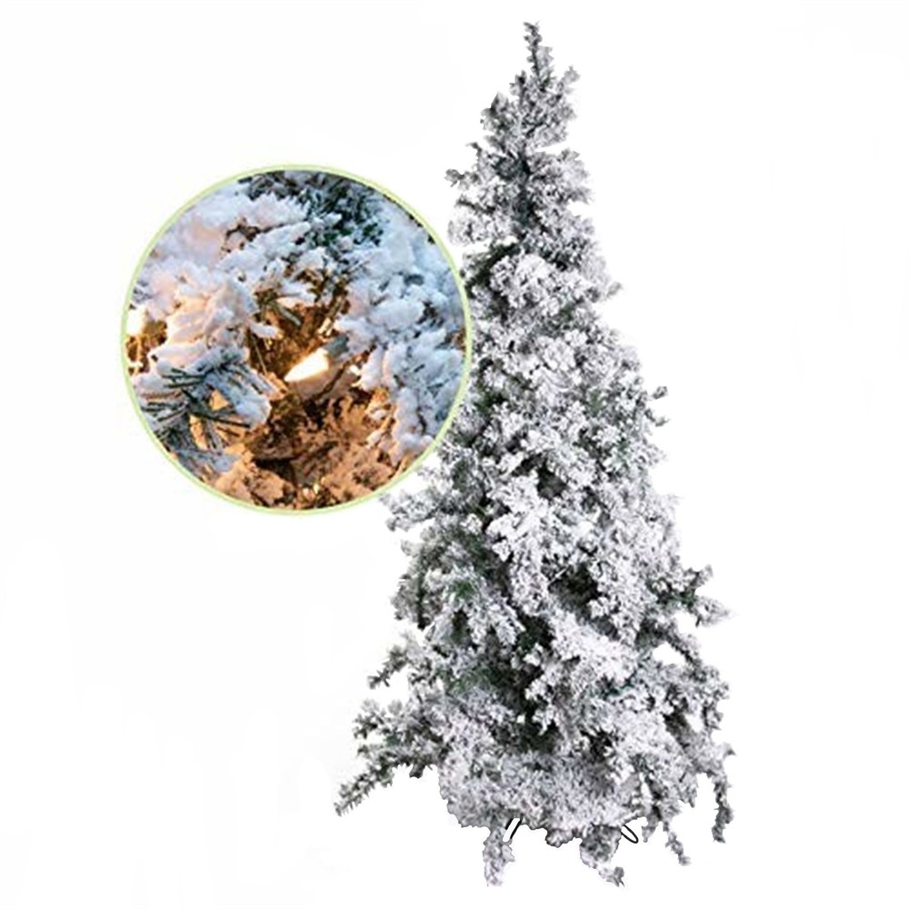 Garden Elements Artificial Pre-Lit White Flocked Pine Christmas Tree, 7.5 ft