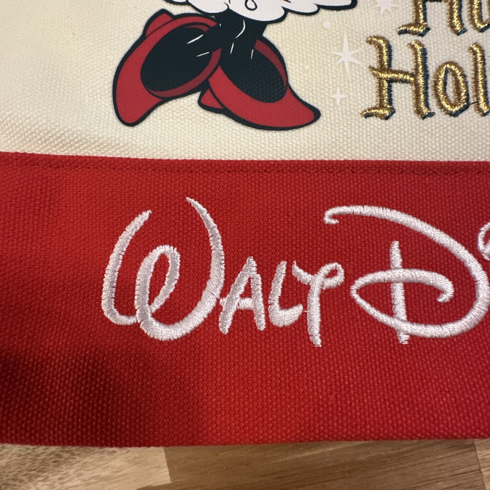 WALT DISNEY WORLD MERRY CHRISTMAS CANVAS TOTE BAG HAPPY HOLIDAYS MICKEY MINNIE