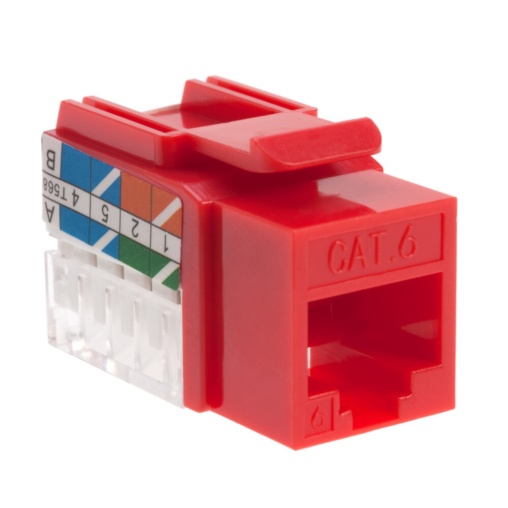 50 pcs Cat6 Punchdown Keystone Jack Red 45 Degree Angle Ethernet Network PACK