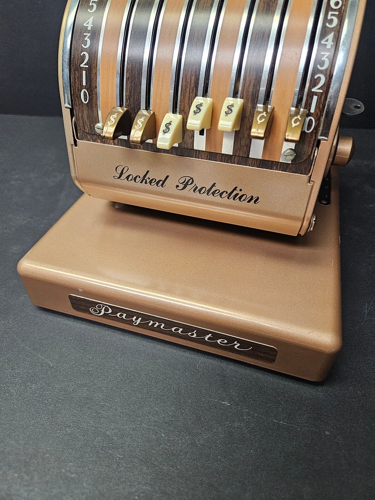 Paymaster X-550 Check Writer Machine & Key Beige Chrome