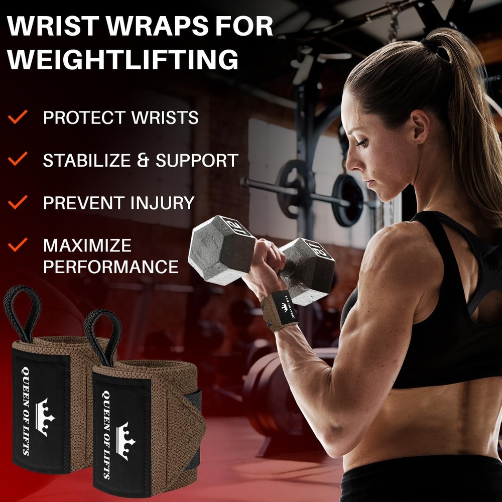 HeavyDuty Weightlifting Wrist Wraps with Thumb Loop for Powerlifting & Training