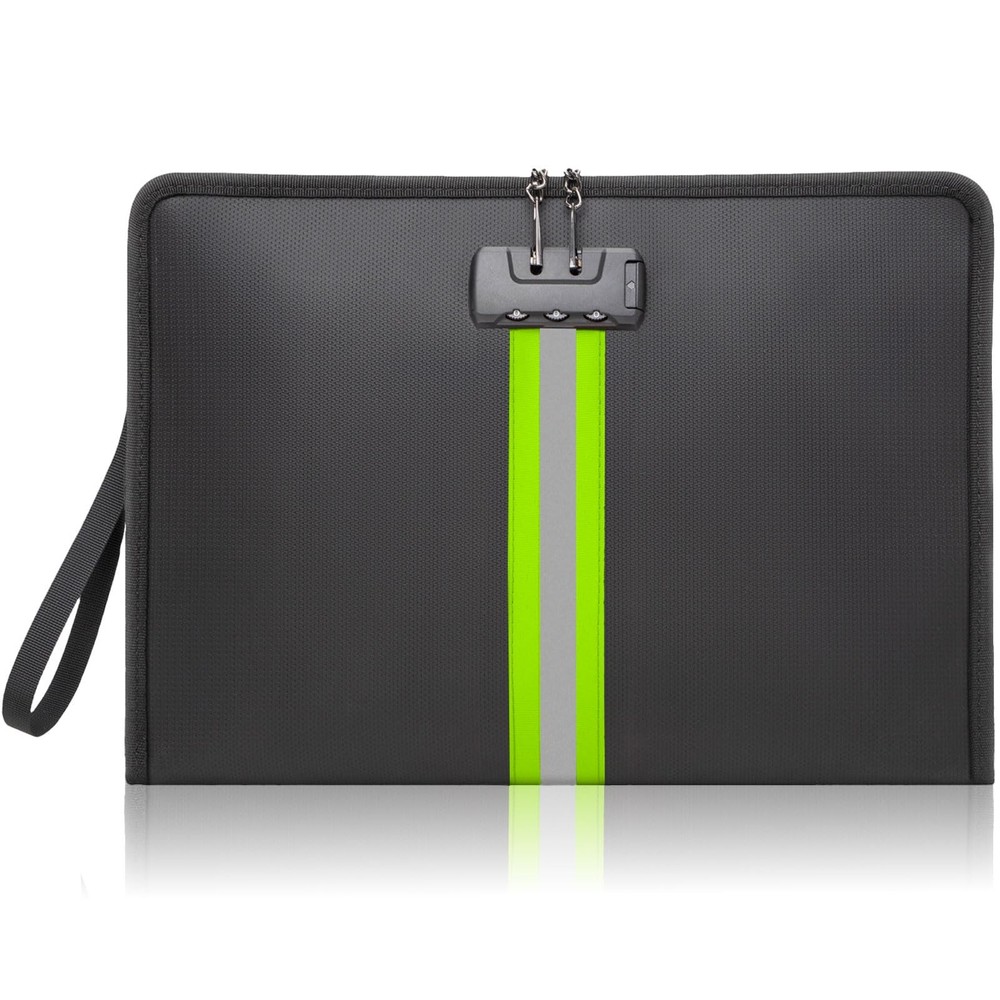 Fireproof Document Bag with Lock, NonItchy Silicone Coated Fire Resistant Mon...