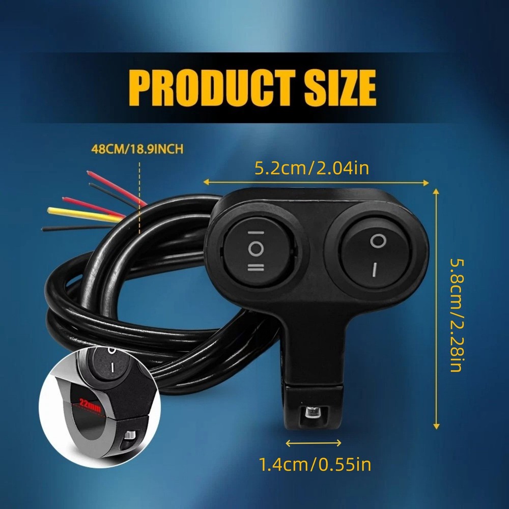Motorcycle Handlebar 7/8" Dual Button On Off Switch For Headlight Spot Light New