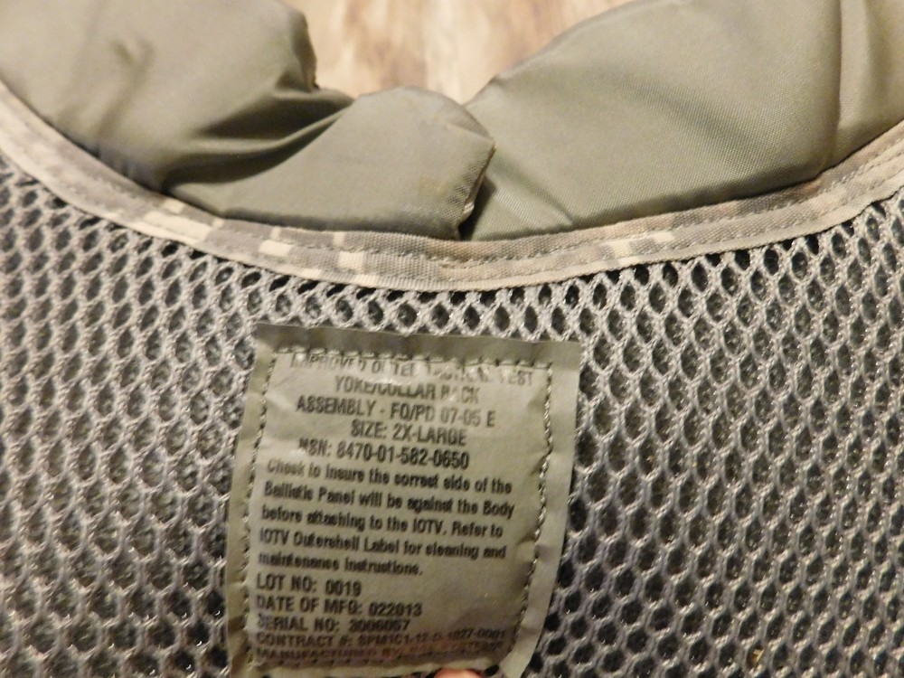 USGI ACU YOKE COLLAR BACK PROTECTOR W/ SOFT INSERT SIZE 2X LARGE NEW