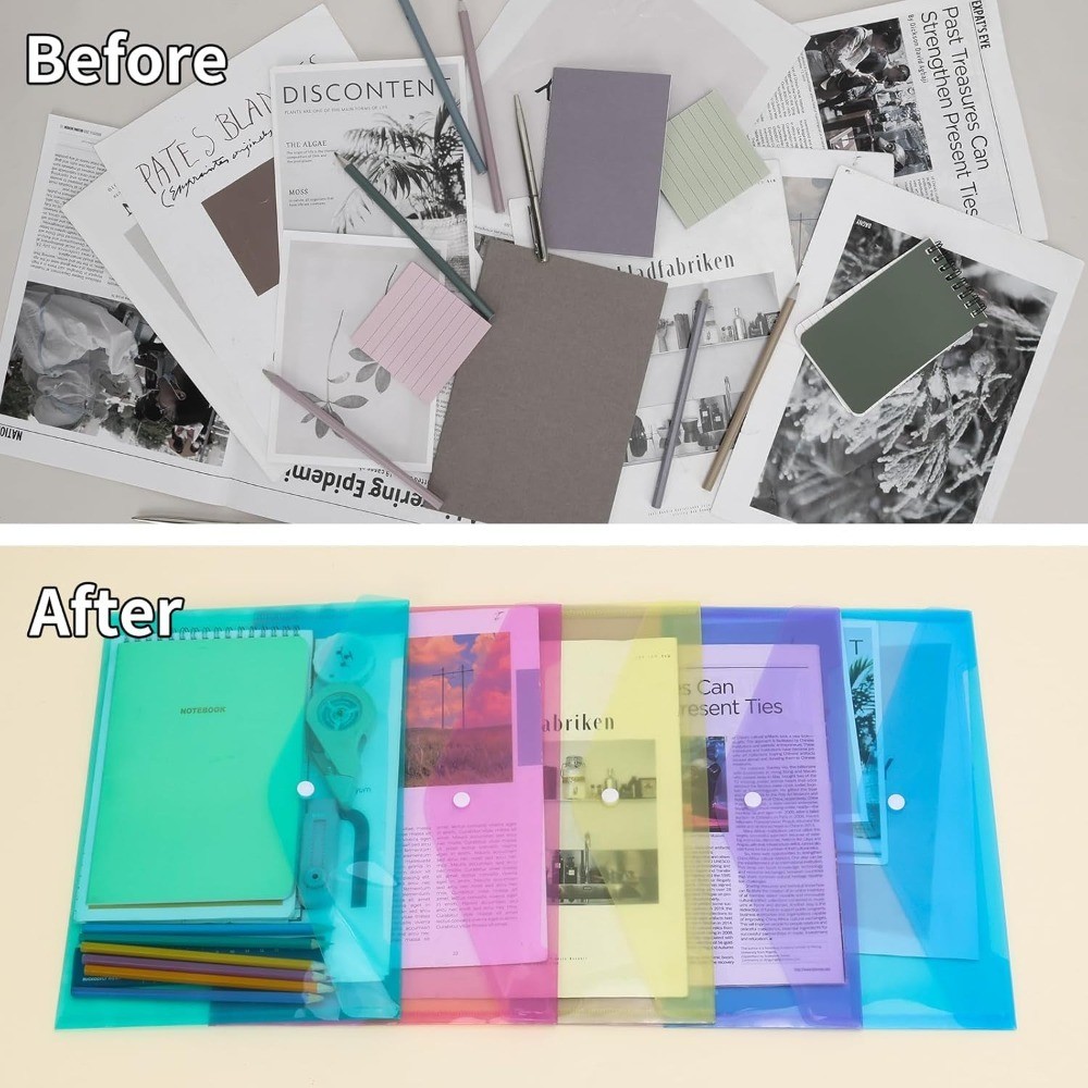 Plastic Envelopes with Snap Closure Poly Document Folders A4 Letter Size for