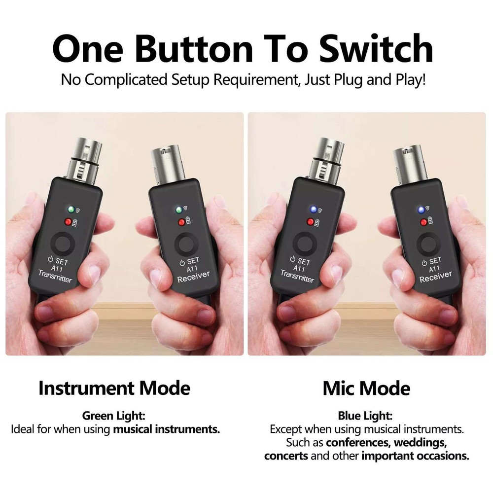 Microphone Transmitter&Receiver UHF XLR Adapter For Recording Studio/Stage Show