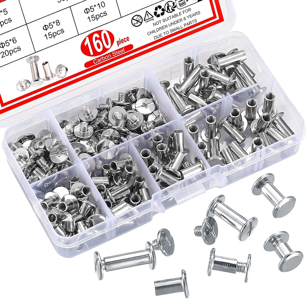 160 Pcs Chicago Screws and Extention Posts, Chicago Scrapbook Extension Posts an