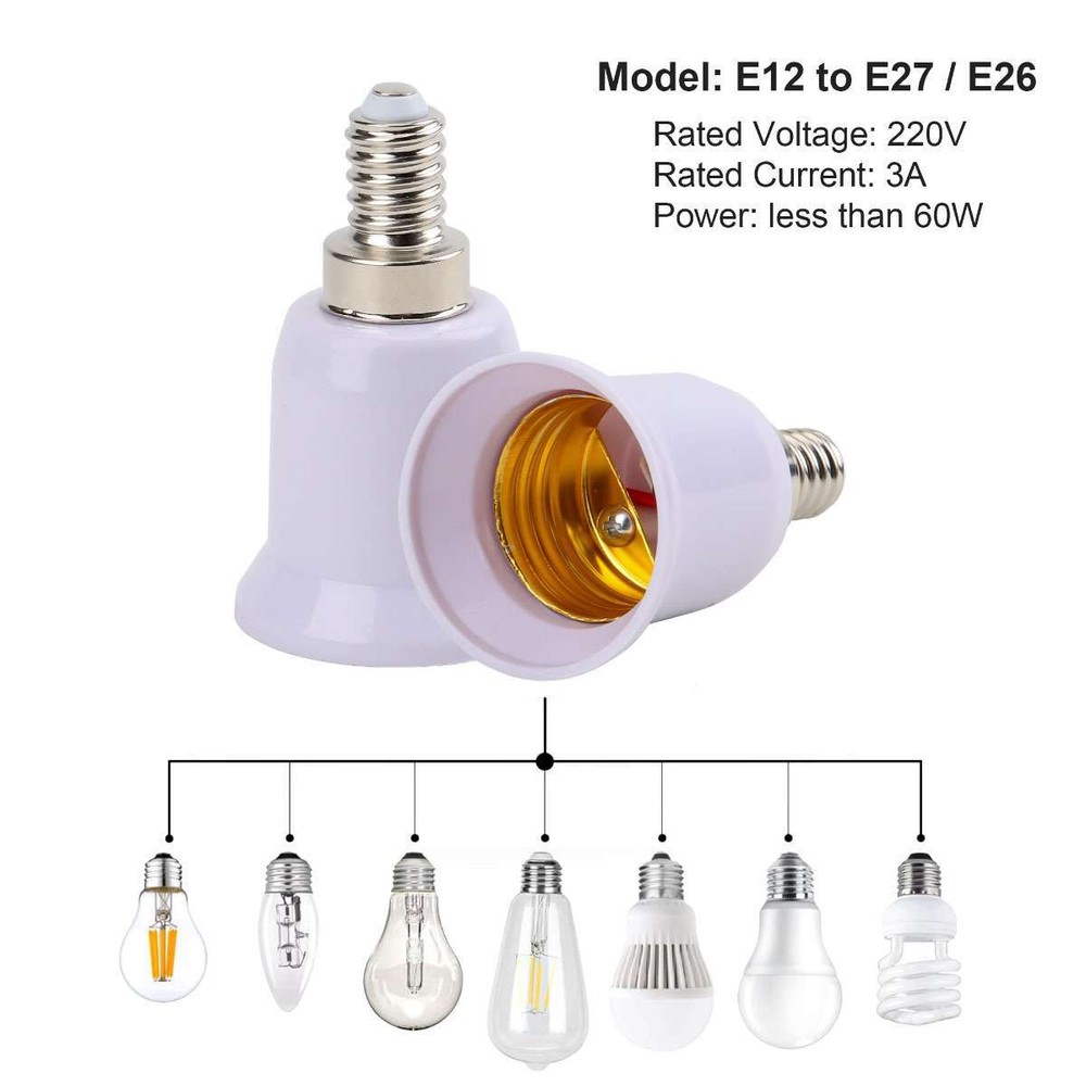 10pc E12 to E26/E27 Light Bulb Socket Adapter Standard Base Chandelier Converter