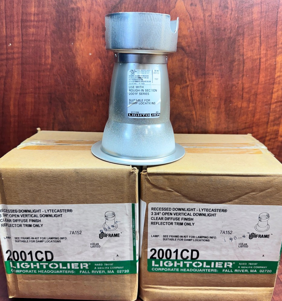 2 Pk Philips Lightolier 2001CD, White Reflector Trim for 3-3/4" Open Downlight
