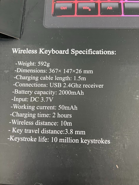 Bluefinger Wireless Keyboard and Mouse-Rainbow Backlight