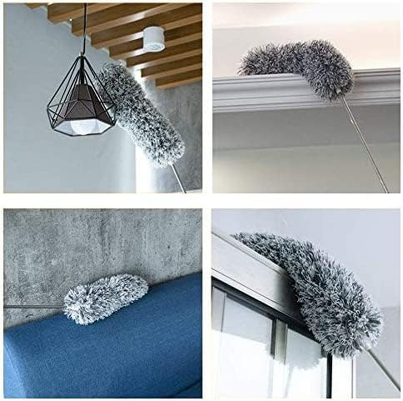 Microfiber Duster Extendable Pole 100" Stainless Steel Bendable Head Ceiling