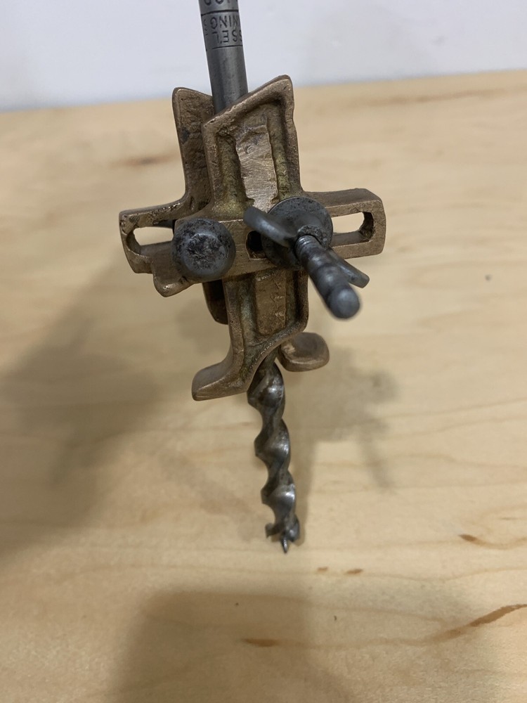 Vintage Stanley N0.49 Bronze Adjustable Auger Bit Gauge Solid Bronze.