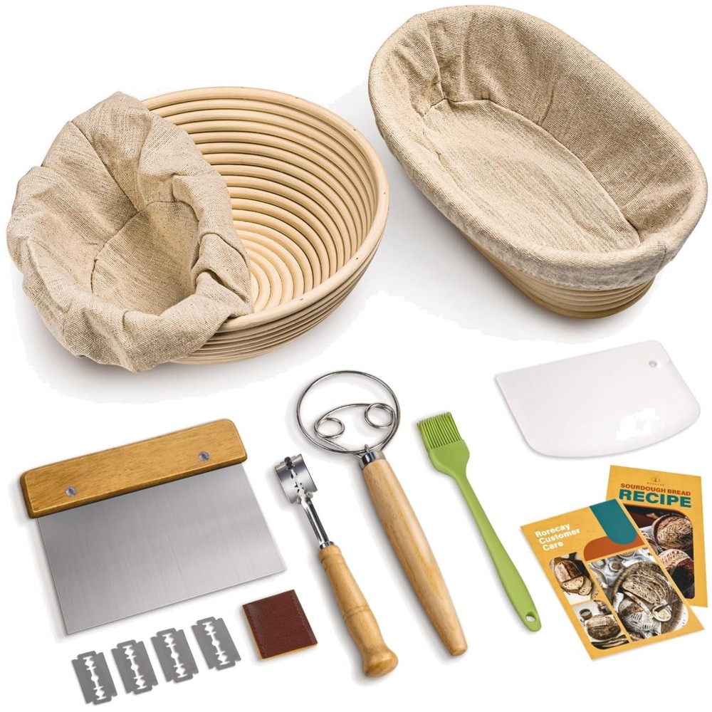Sourdough Bread Banneton Proofing Basket Set