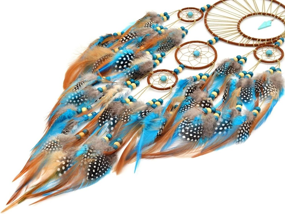 Handcrafted Turquoise Dream Catcher with Feathers - Gift-Ready Decor