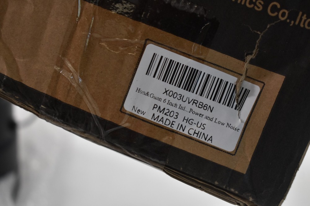 Hon & Guan Inline Duct Fan 6" Fan w Variable Speed Controller 469 CFM Black