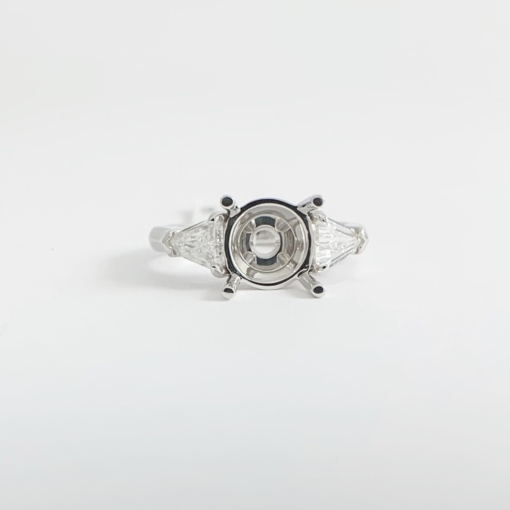 Shield Diamond Engagement Ring Setting Mounting 14K White Gold .75 CTW