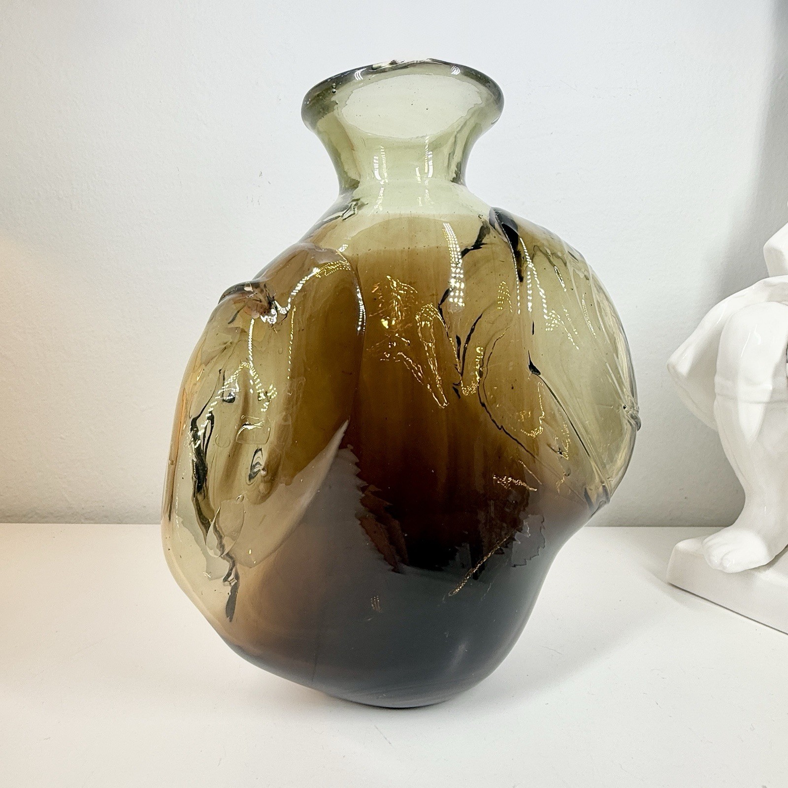 KENT IPSEN Glass VASE Brutalist MCM 1969 Abstract Sculpture Eames Era