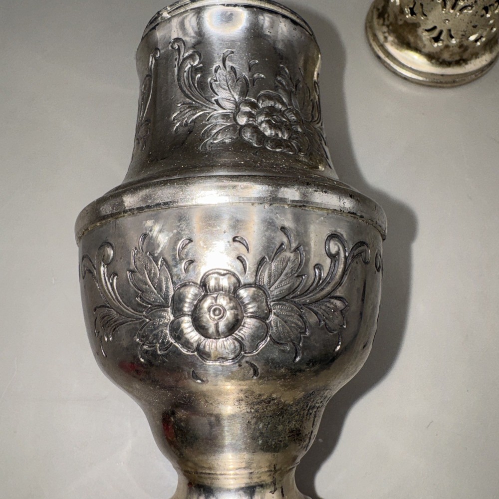 Raimond Silver Plated Muffineer Sugar Shaker Pierced Dome Top Etched Japan Vtg