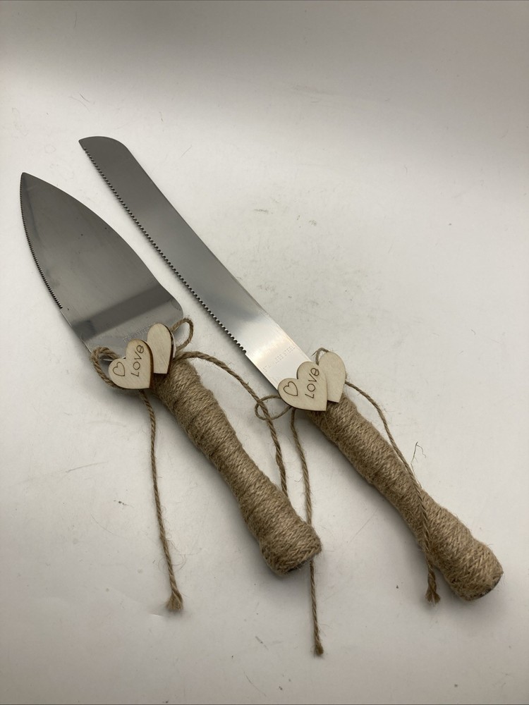 Rustic Wedding Cake Knife Server Set Pizza Pie Serving Utensils for Parties