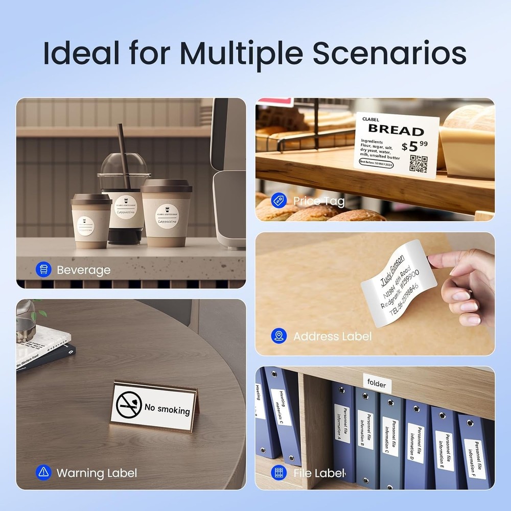 CLABEL Desk Bluetooth Barcode Label Printer: 221D Label Maker with 2 Inch Print