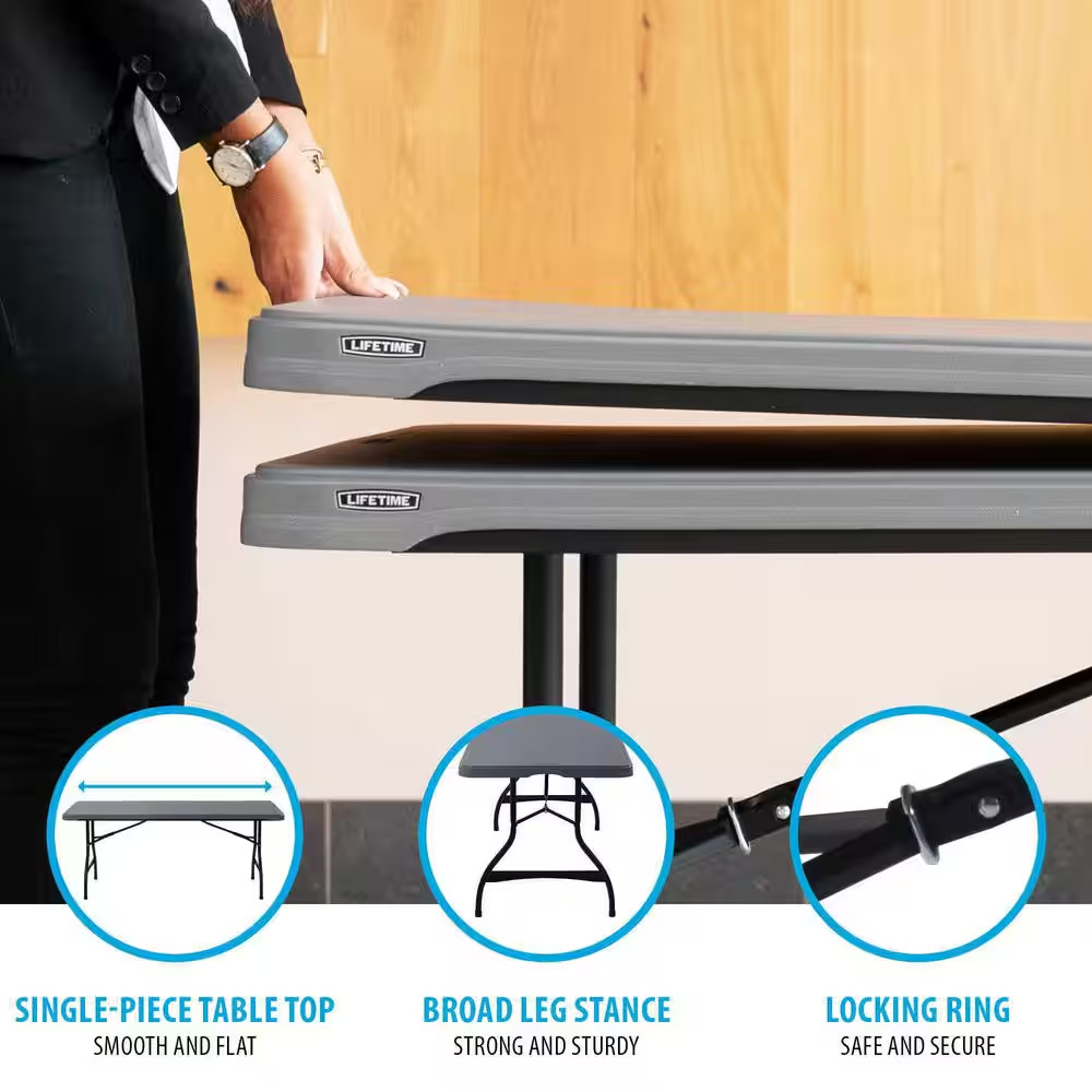 6 Ft. Gray Nesting Resin Folding Table (Commercial)