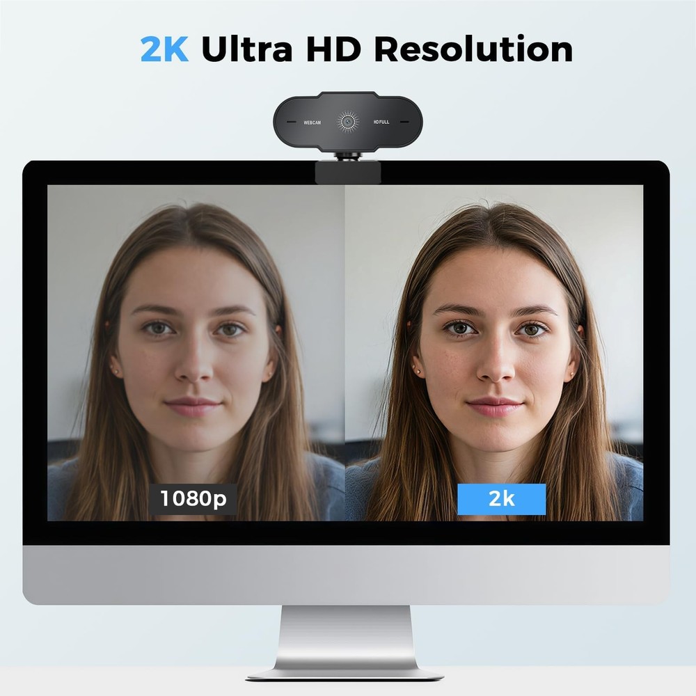 1080P HD PC Webcam Web Camera with Microphone Auto Light Correction 360° Rotatab