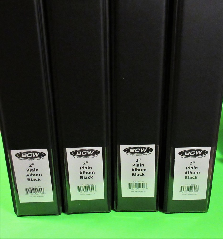 4 BCW 2" ALBUMS - PLAIN BLACK / 3 RING BINDER - HOLDS 60+ PAGES EACH