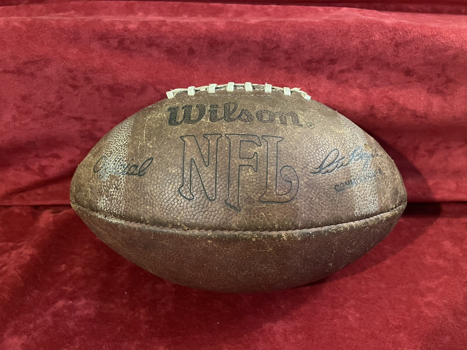 RARE 1970s Pete Rozelle NFL Football Wilson Leather - Marked “Blem” Must See
