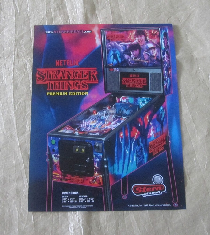 2019 STERN STRANGER THINGS PREMIUM PINBALL FLYER