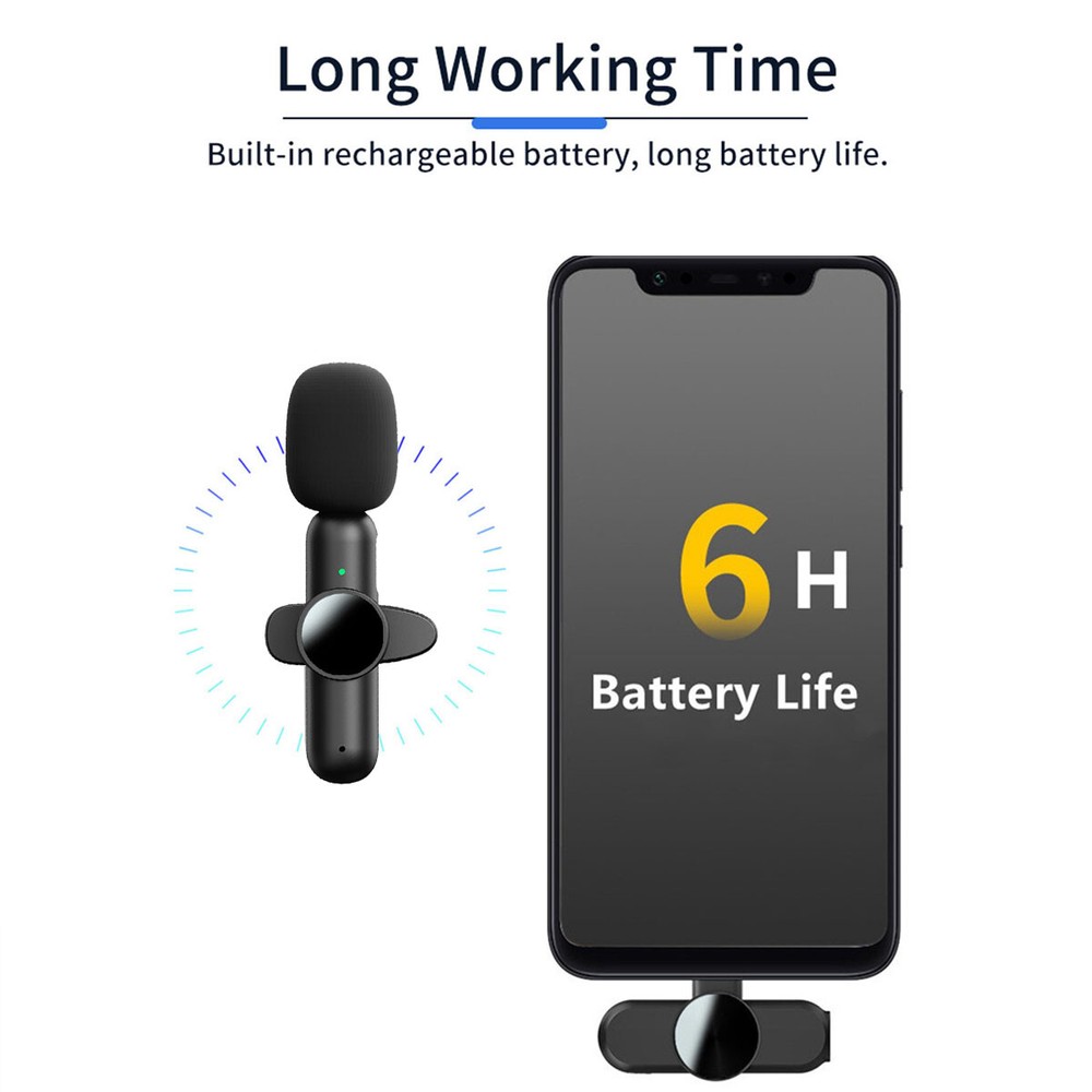Mini Wireless Lavalier Microphone Audio Video Recording 2 Mic For IOS/Android