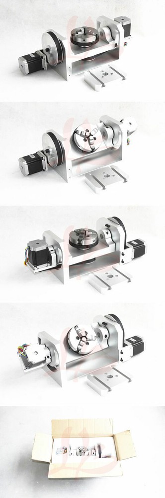 New CNC Router Machine Rotary Indexer Table 4th & 5th Rotational Axis W/ Chuck