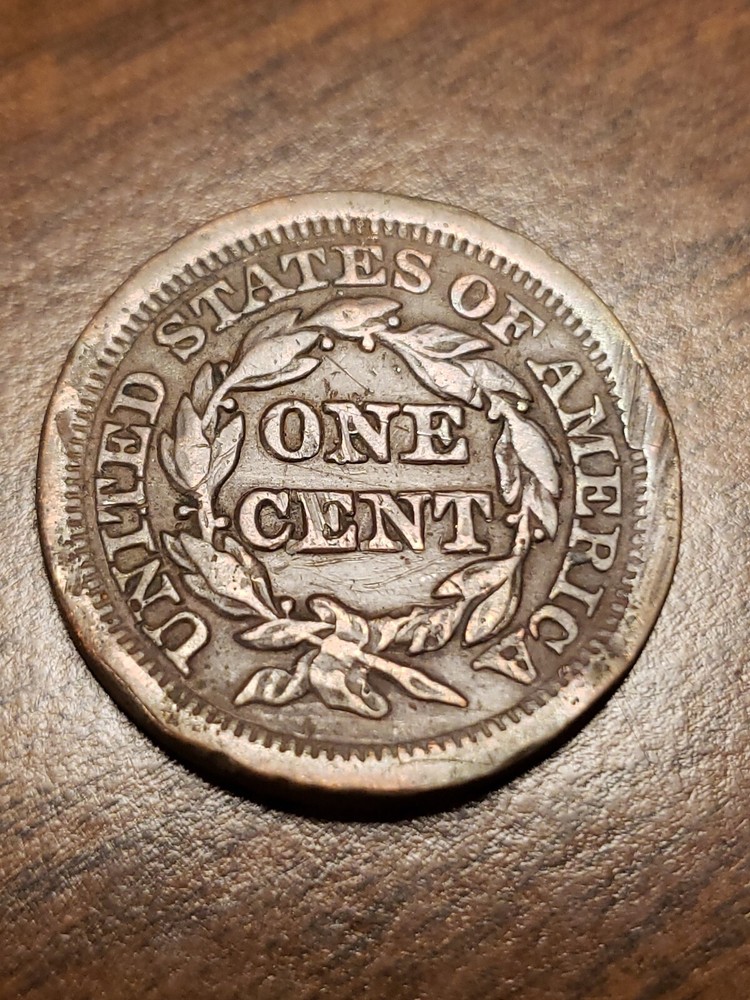 1847 Large Cent Old US Coin Bent