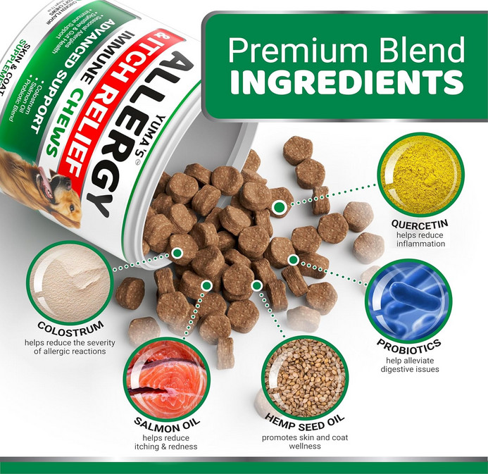 YUMA'S Dog Allergy Relief Chews Dog Itching Skin Relief Treatment Pills 170