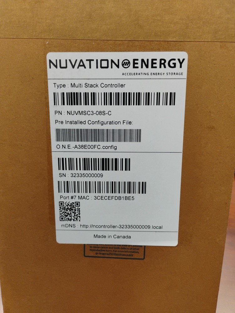 Nuvation Energy Multi-Stack Controller NUVMSC3-08S-C - NEW